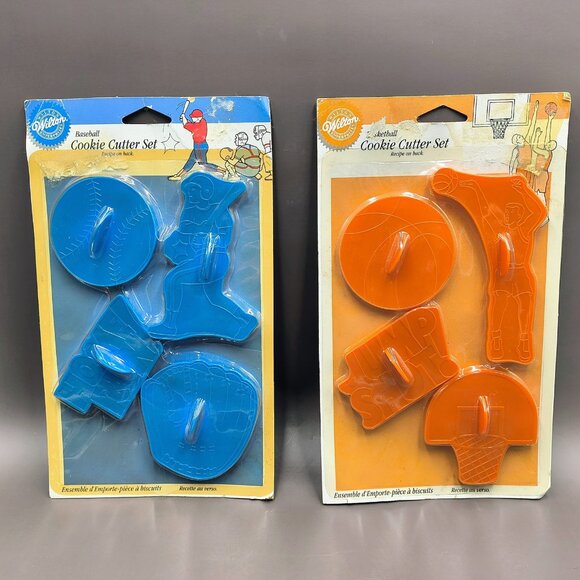 Sports Basketball Baseball Cookie Cutters by Wilton Vintage 1996 - Picture 1 of 6